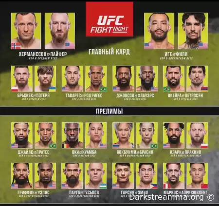 UFC FIGHT NIGHT: Херманссон VS Пайфер прямая трансляция смотреть онлайн бесплатно UFC Vegas 86